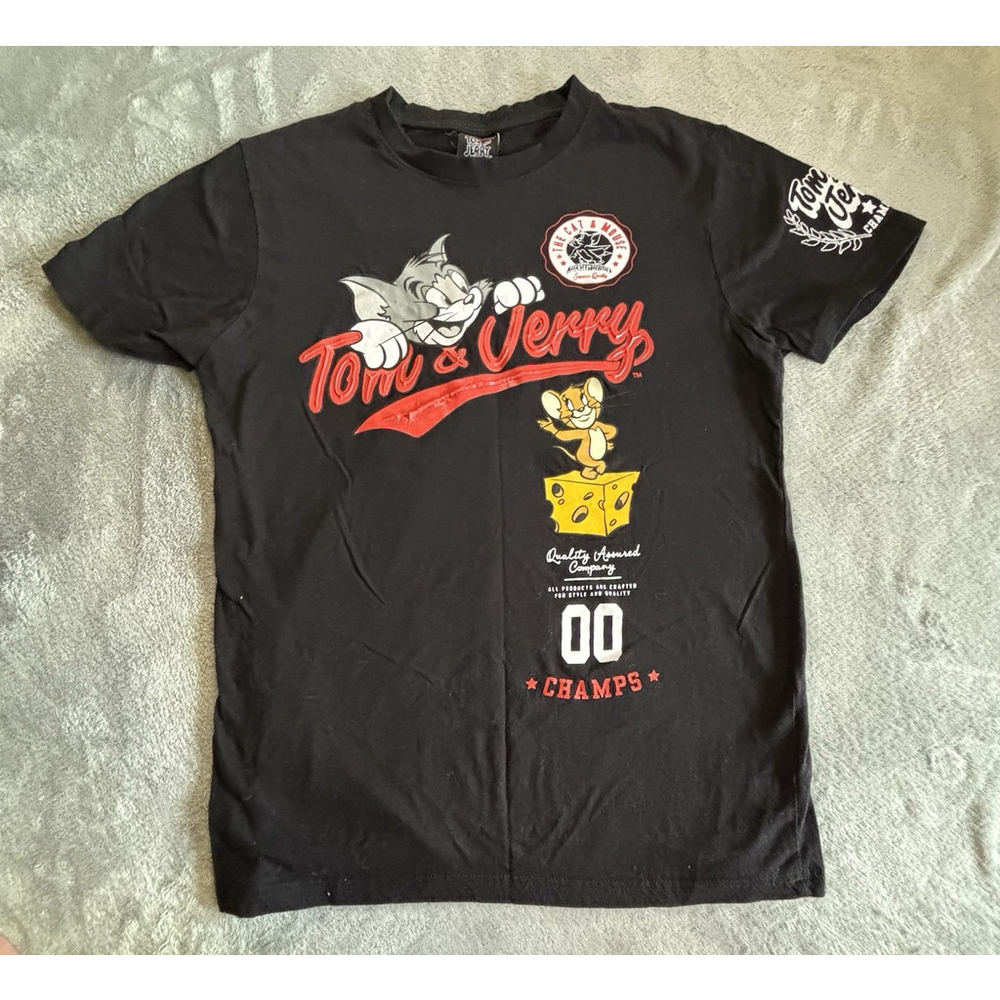 Tom And Jerry Champs 00 Black Size Large T-Shirt, Cartoon Network Retro
